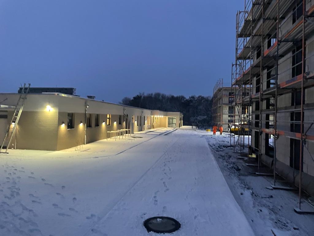 Baustelle Parkstadt bei Nacht
